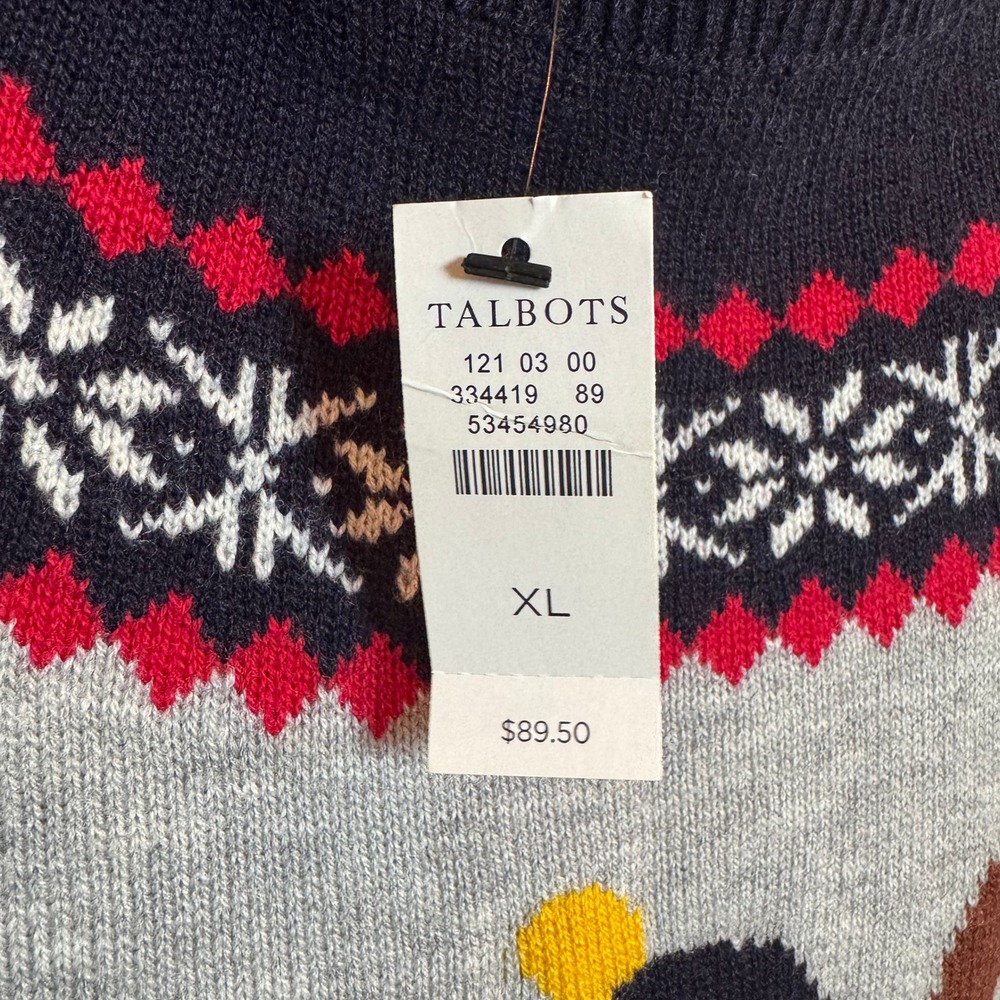 Talbots NWT Womens XL Holiday Christmas Bird Knit Sweater Nordic Fair Isle - Picture 4 of 7